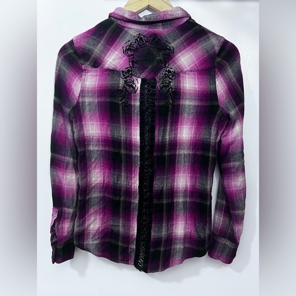 Harley-Davidson Purple Plaid Button Down Shirt - Picture 4 of 10